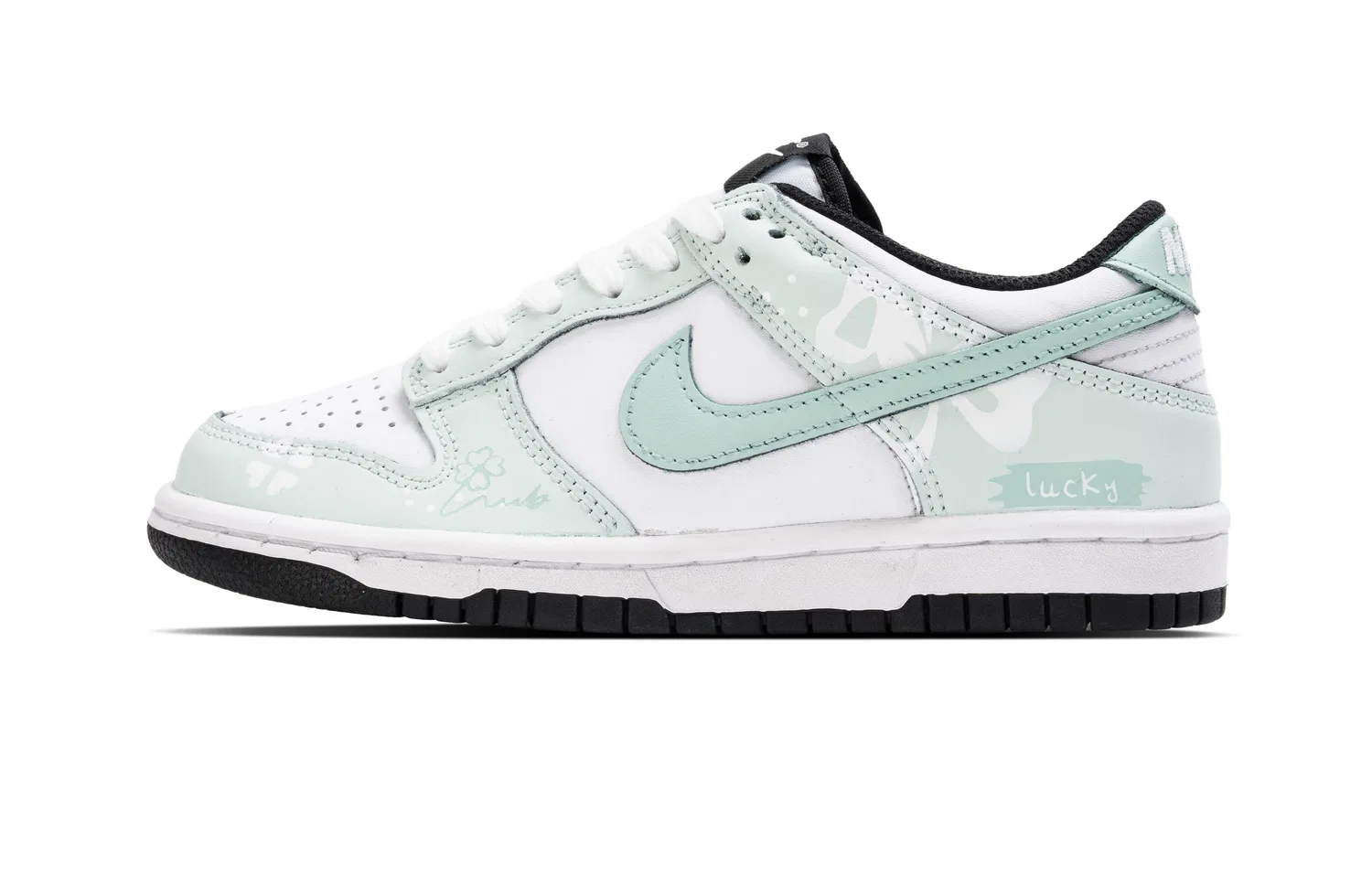 Кроссовки детские для скейтбординга Nike Dunk Low Leather White Green — фото 3