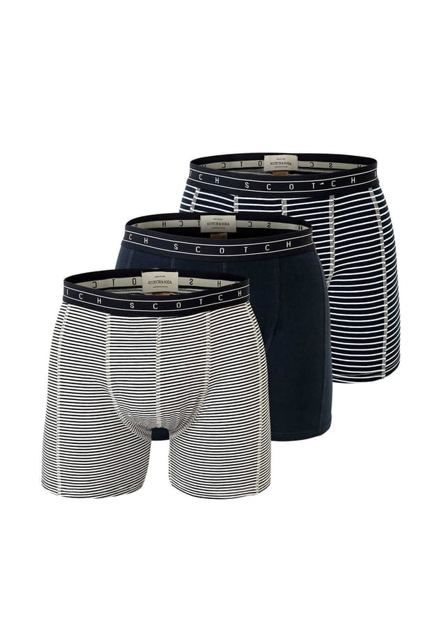 

Комплект из 3 трусов-боксеров - длинные шорты из хлопка-стрейч однотонные Scotch & Soda, мультиколор