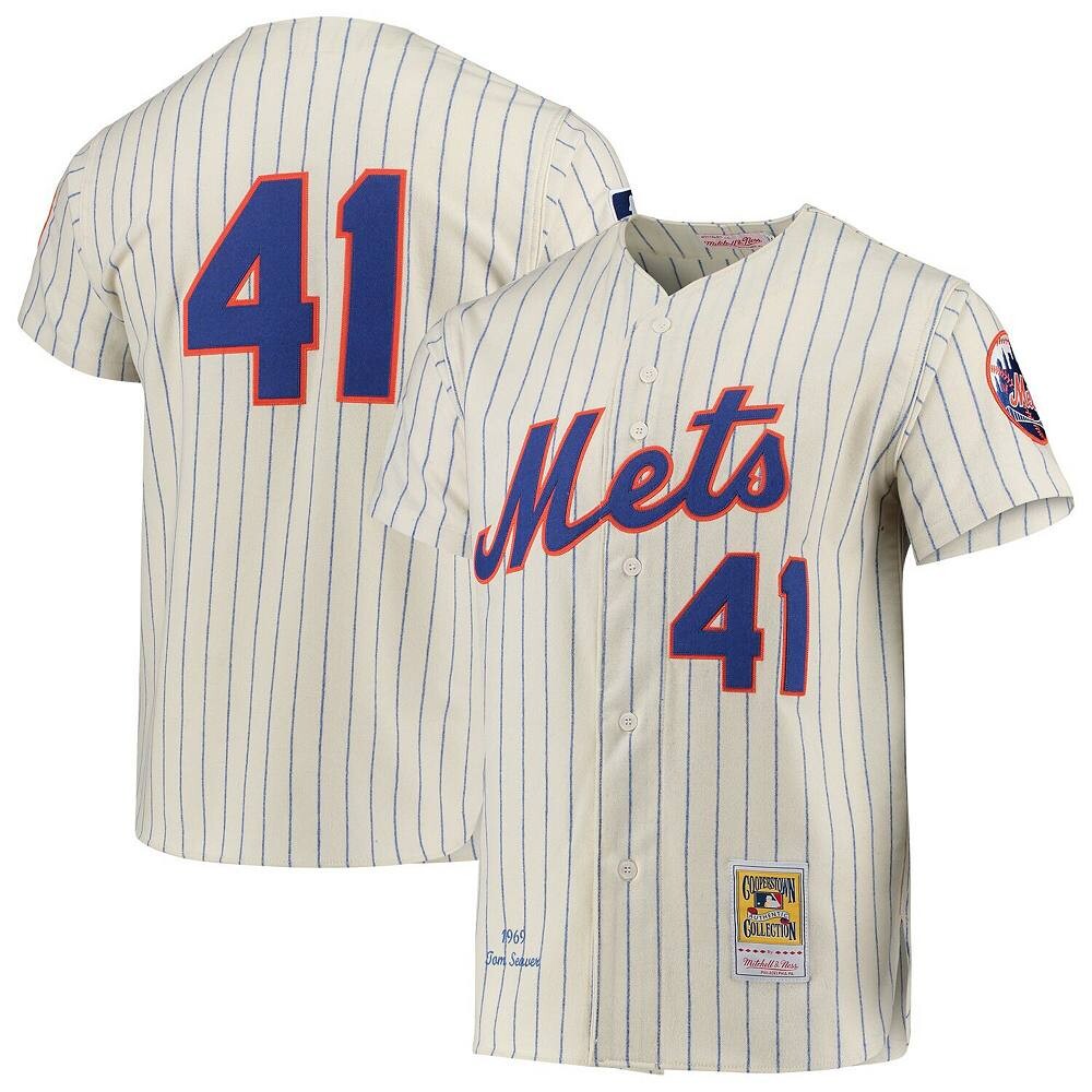 

Мужской аутентичный трикотаж кремового цвета Mitchell & Ness Tom Seaver New York Mets 1969 Cooperstown Collection, цвет Met Beige