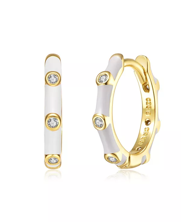 

Детские серьги-кольца с кубическим цирконием, покрытые 14-каратным золотом и цветной эмалью Gigigirl, white