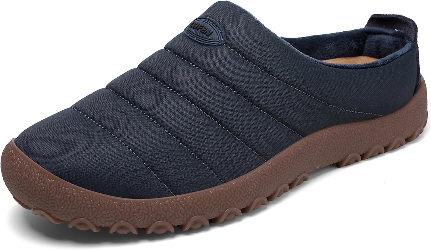 

UBFEN Мужские и женские зимние теплые тапочки с пушистой плюшевой подкладкой, домашние и уличные, с противоскользящей резиновой подошвой, синий