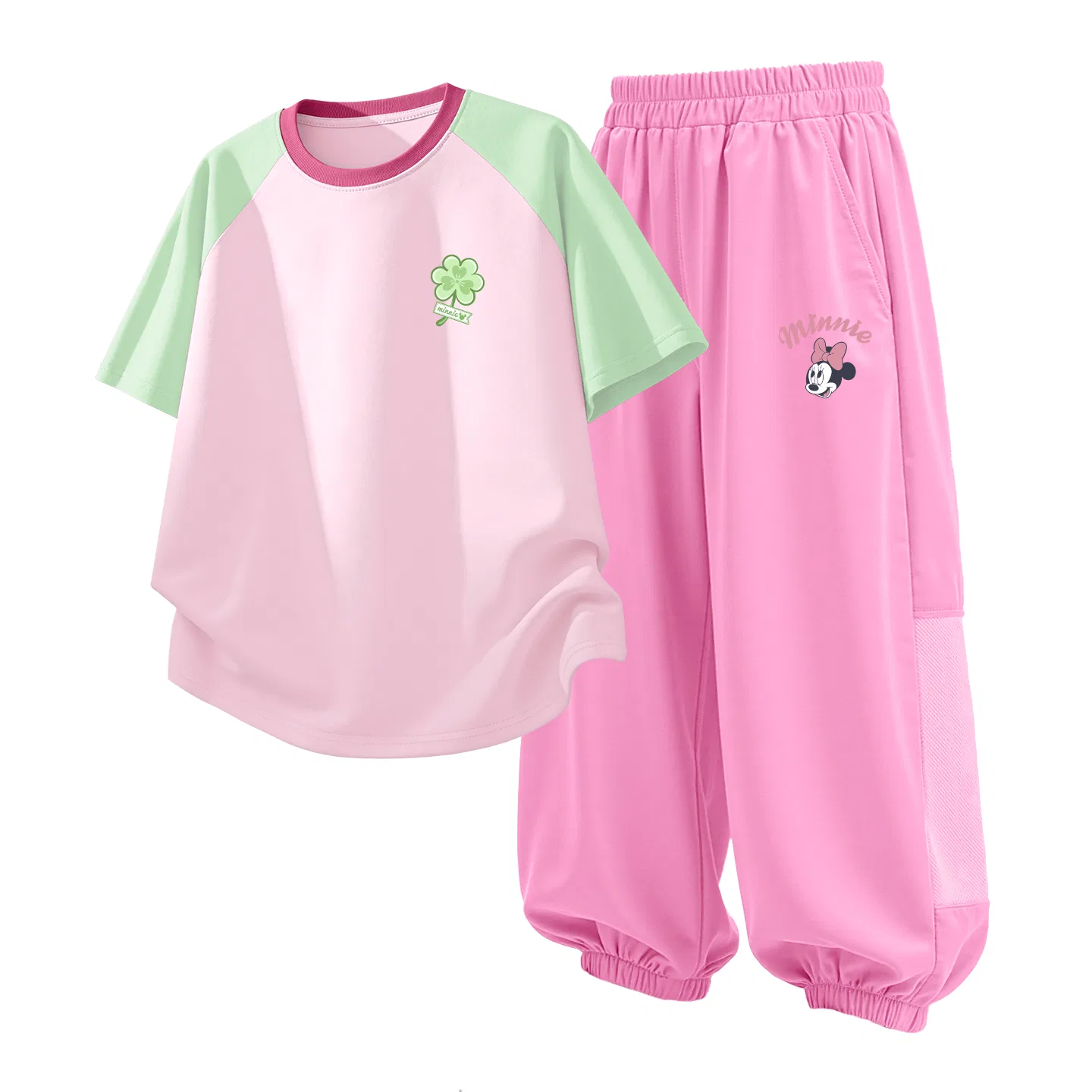 Детский спортивный костюм Casual Sportswear 2 Piece Set Disney, Deloloni K Green Pink+Deloloni K Strawberry Pink — фото 3