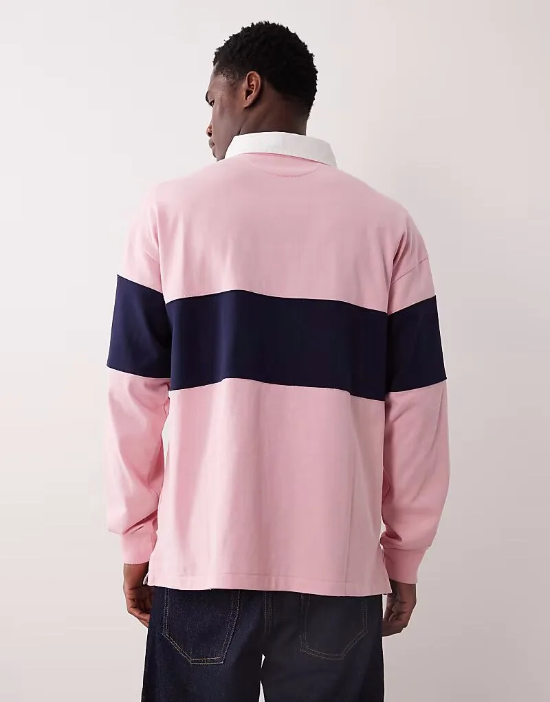 Спортивная регби-поло Polo Ralph Lauren Sport с нагрудной панелью и логотипом в виде флага, свободного кроя, розового цвета — фото 3