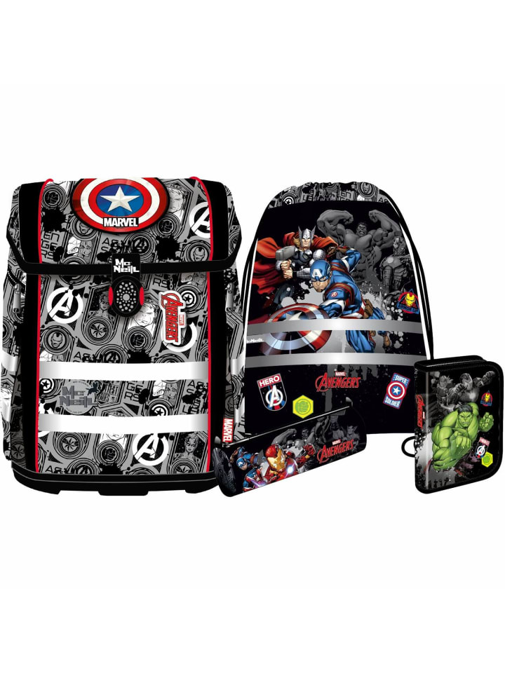

McNeill Набор школьных сумок PERFECTO из 5 предметов MARVEL-AVENGERS в бело-черном цвете