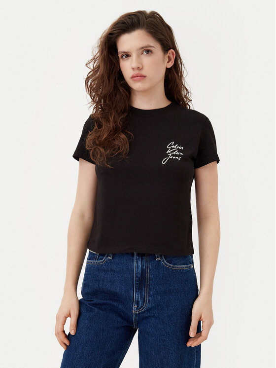 

Облегающая футболка Script Institutional J20J224984 Calvin Klein Jeans, черный