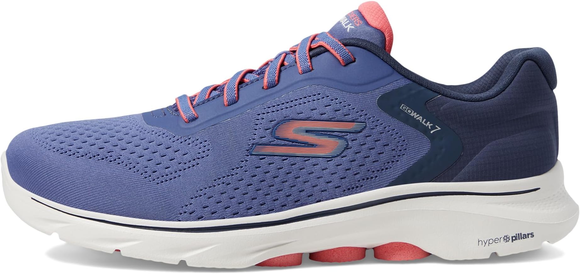 Кроссовки SKECHERS Performance Go Walk 7 - Cosmic Waves, цвет Navy/Coral — фото 4