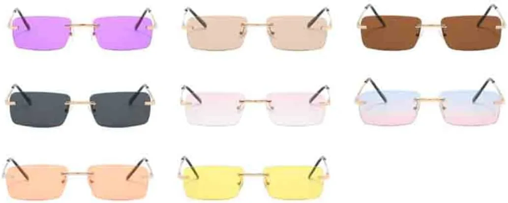 

Солнцезащитные очки с защитой UV400 | Панк, без оправы, розово-голубые | для женщин и мужчин, для занятий спортом на открытом воздухе и вождения DSVIGF, Gold Orange