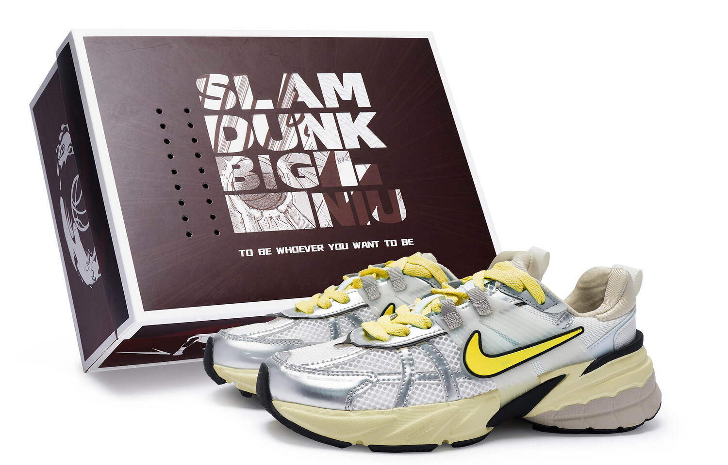 

Кроссовки для бега V2K Run женские с низким верхом серебристо-желтые Nike