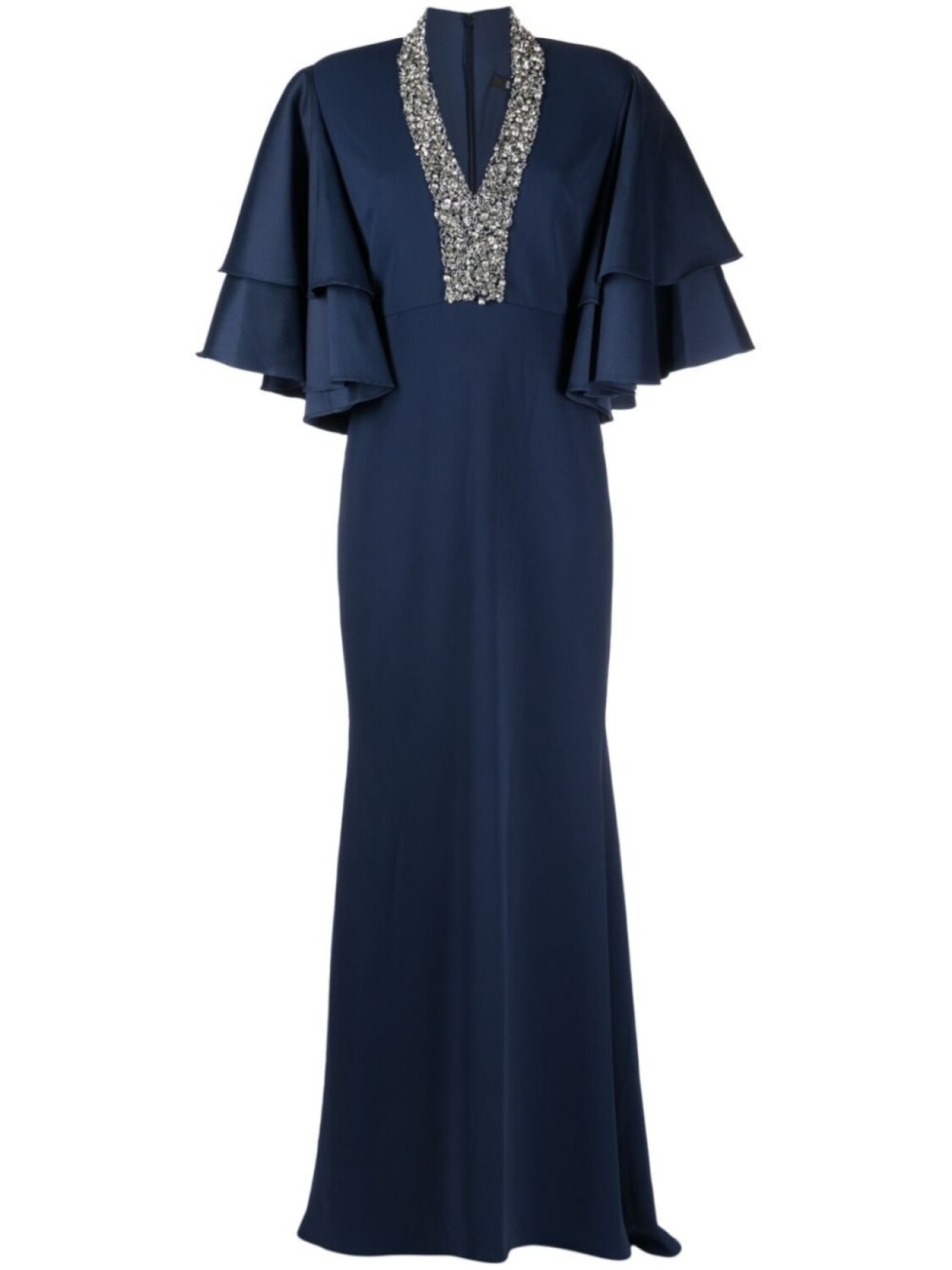 

Badgley Mischka креповое платье с бисером, синий