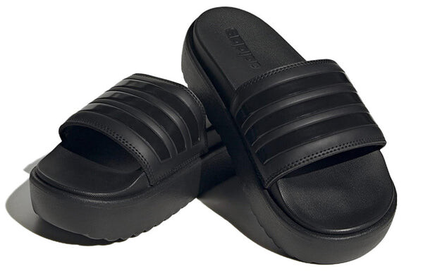 Тапочки adilette платформа слайд Adidas, черный — фото 4