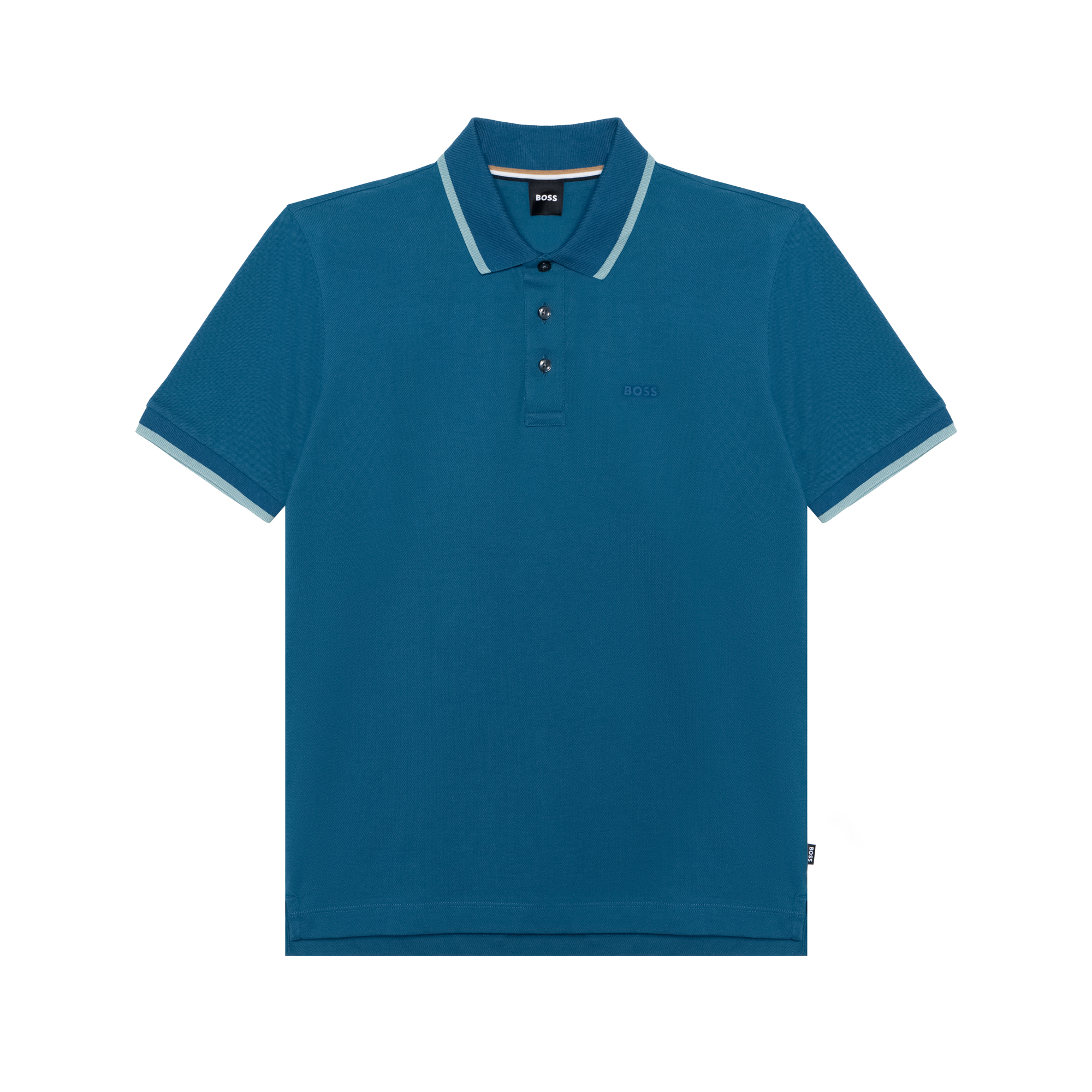 

HUGO BOSS Хлопковая пике поло с резиновым принтом логотипа мужская light blue