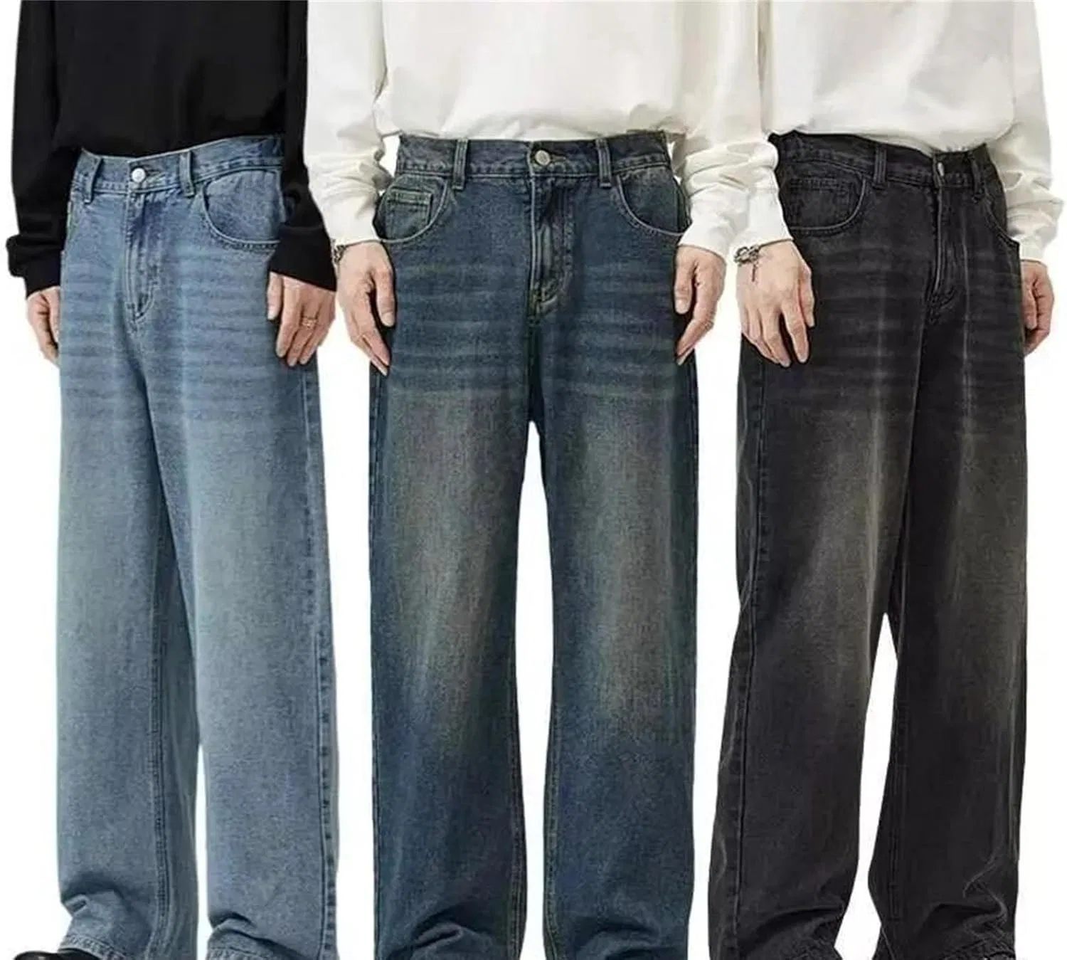 Джинсы свободные Unisex Washed Wide-Leg Denim Jeans, New5 — фото 2