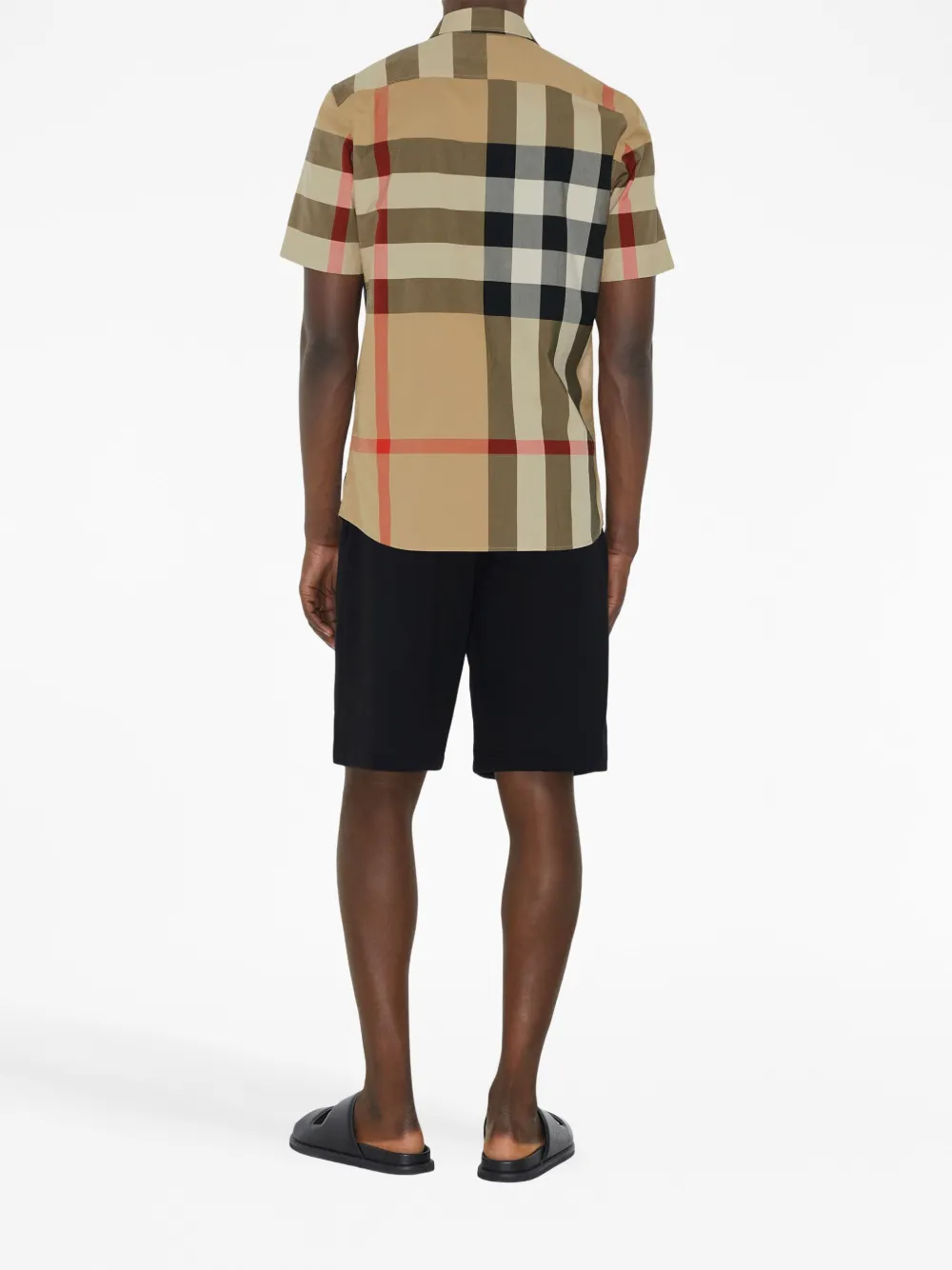 Рубашка BURBERRY клетчатая с короткими рукавами, хлопок 100%, нейтральный — фото 4