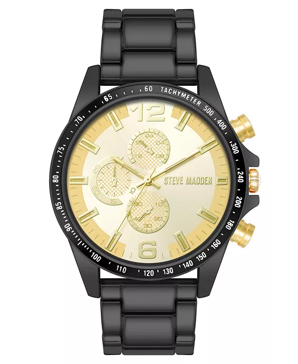 

Мужские культовые часы из сплава шампанского и черного цвета, 45 мм Steve Madden, black/gold-tone