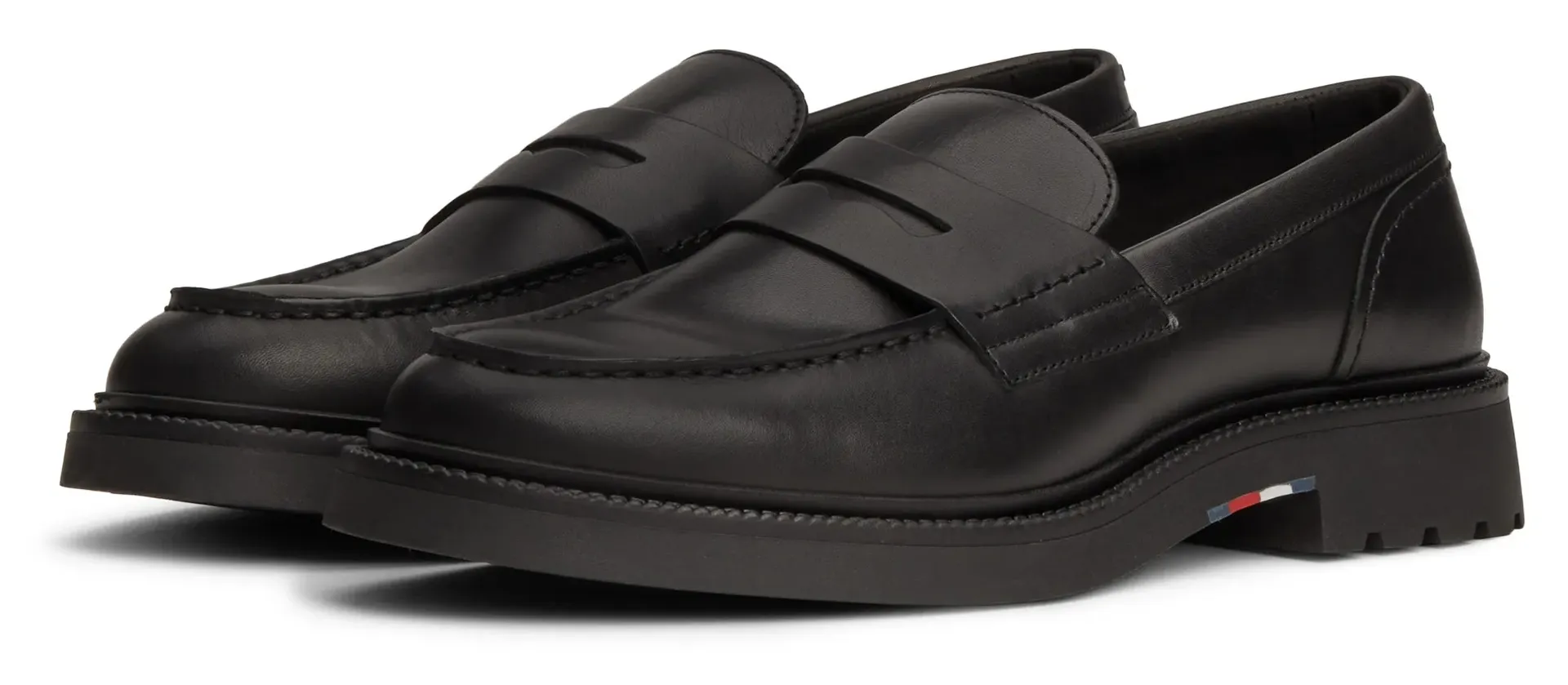 

Тапочки Tommy Hilfiger "LIGHT HILFIGER LEATHER LOAFER", деловая мода, слипоны, полуботинки в стиле мокасины, черный