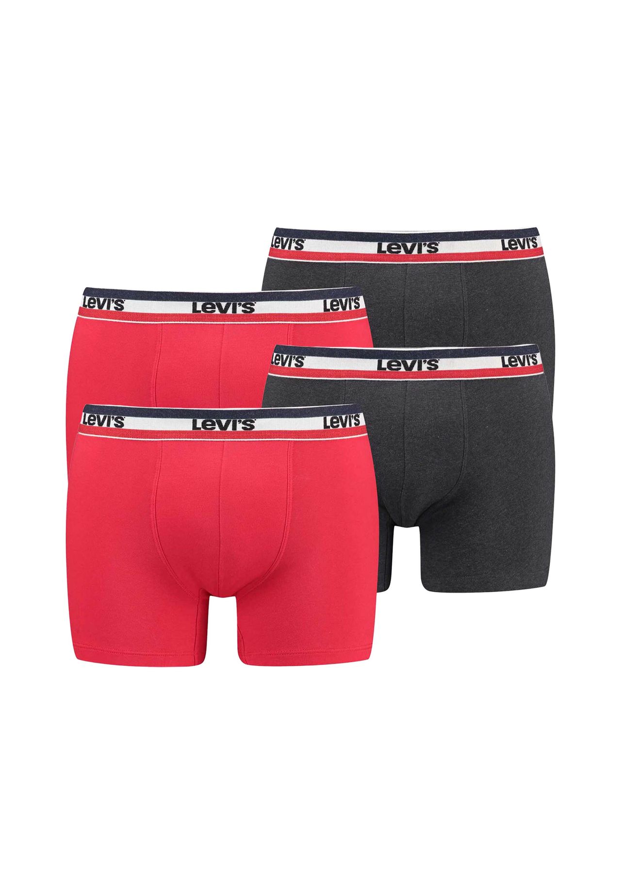 

Мужские боксеры, 4 шт в упаковке - Sportswear Boxer Brief Organic, пояс с логотипом Levi's, цвет Rot/dunkelgrau