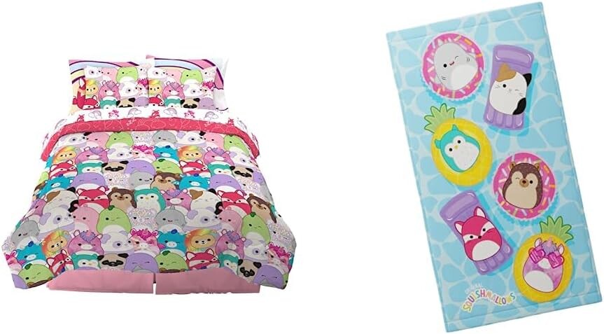 

Постельное белье Franco Squishmallows, супермягкое одеяло, комплект простыней и комплект пляжных полотенец (7 предметов), Pink
