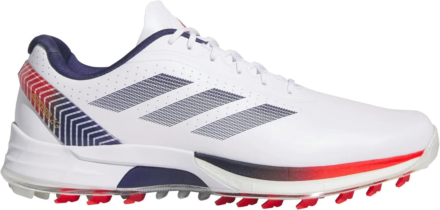 Мужские гольф-туфли Adidas Adizero ZG Ryder без шипов, белый/темно-синий/красный — фото 4