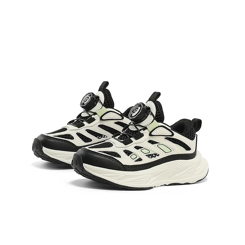 Детские кроссовки low top из микрофибровой кожи ST&SAT, White Black Panda/Glow in The Dark Green — фото 4