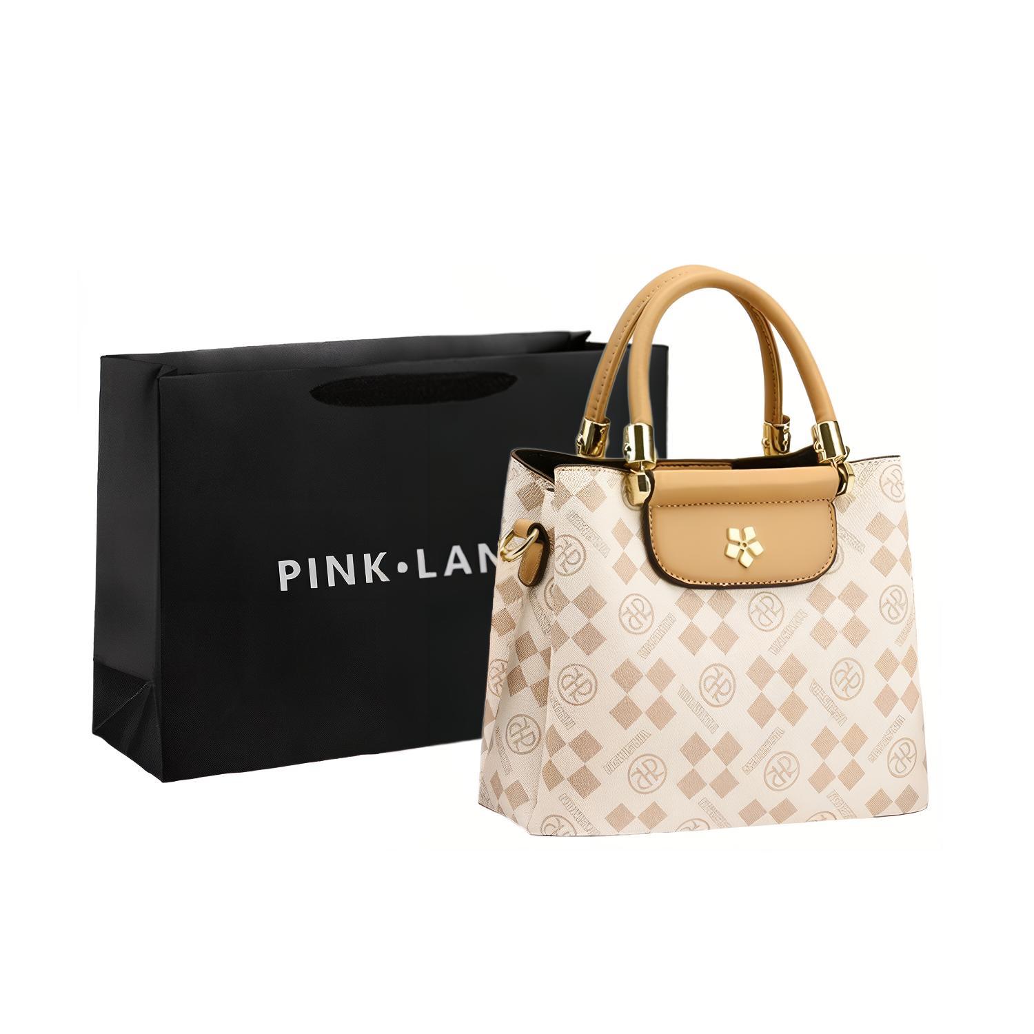 

Сумма-ведро PU Кроссбоди Повседневная Женская Цвет экрю/коричневый/кофе PINK·LAND Блокированный материал-коричневый