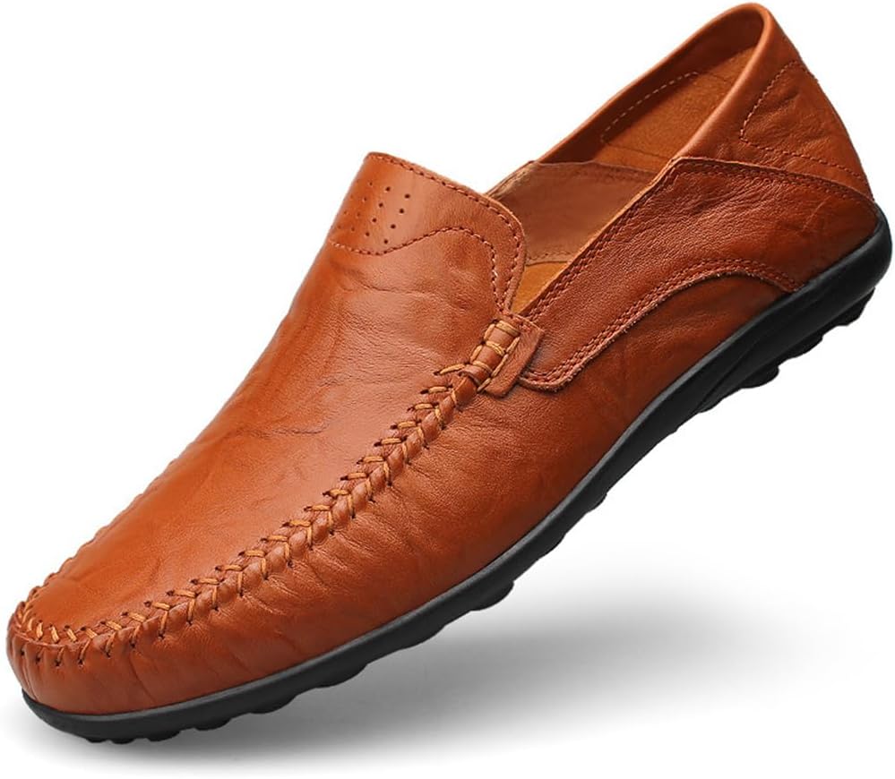 

Мужские кожаные лоферы - итальянские слипоны для моря Swzec, коричневый