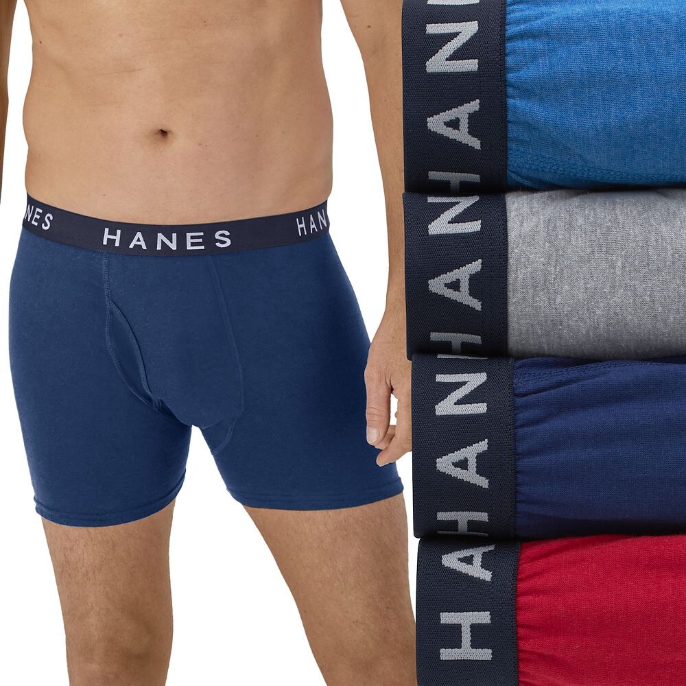

Мужские трусы-боксеры Hanes ComfortBlend Fresh IQ, 4 пары, цвет Blue Red