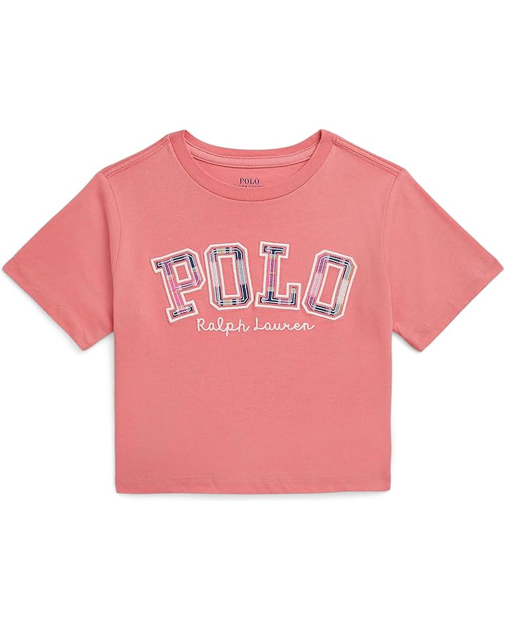 

Футболка Polo Ralph Lauren Kids Logo Cotton Jersey Boxy Tee, цвет Faded Peony
