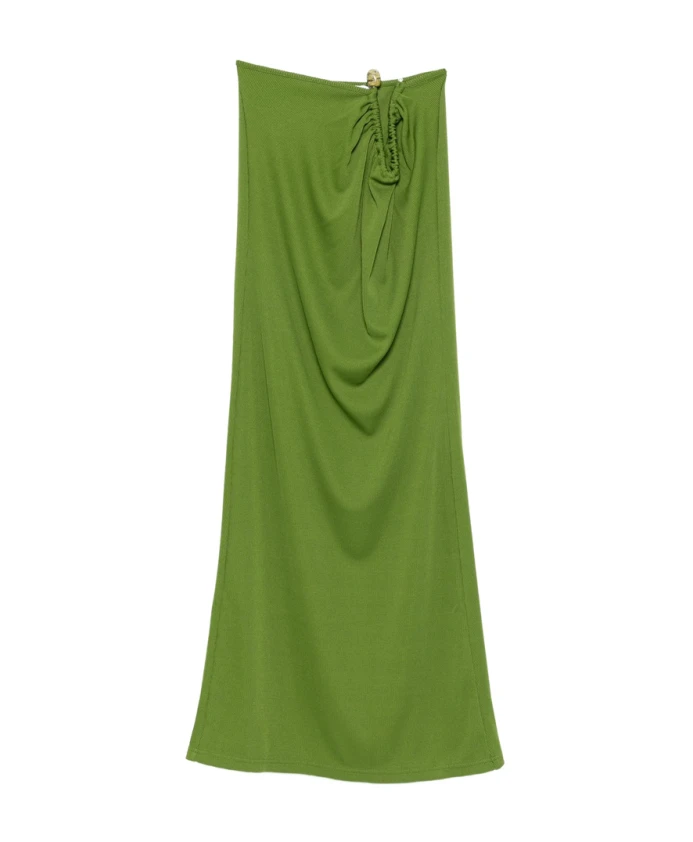 

Зеленая ребристая юбка с золотой отделкой Christopher Esber, зеленый