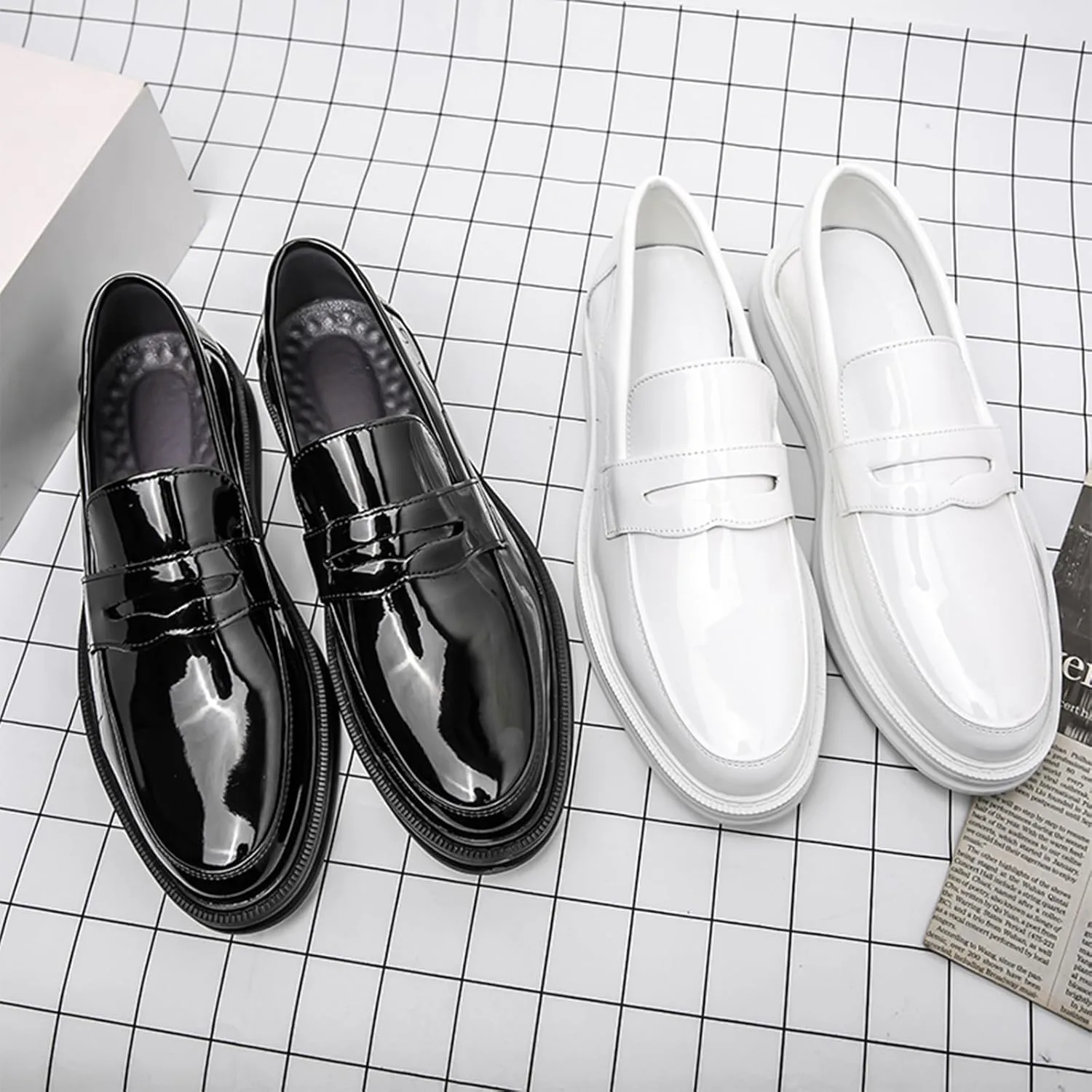 

Мужские кожаные мокасины для вождения слипоны повседневные легкие противоскользящие плоские туфли для прогулок пенни туфли для работы и бизнеса Oigunle, белый