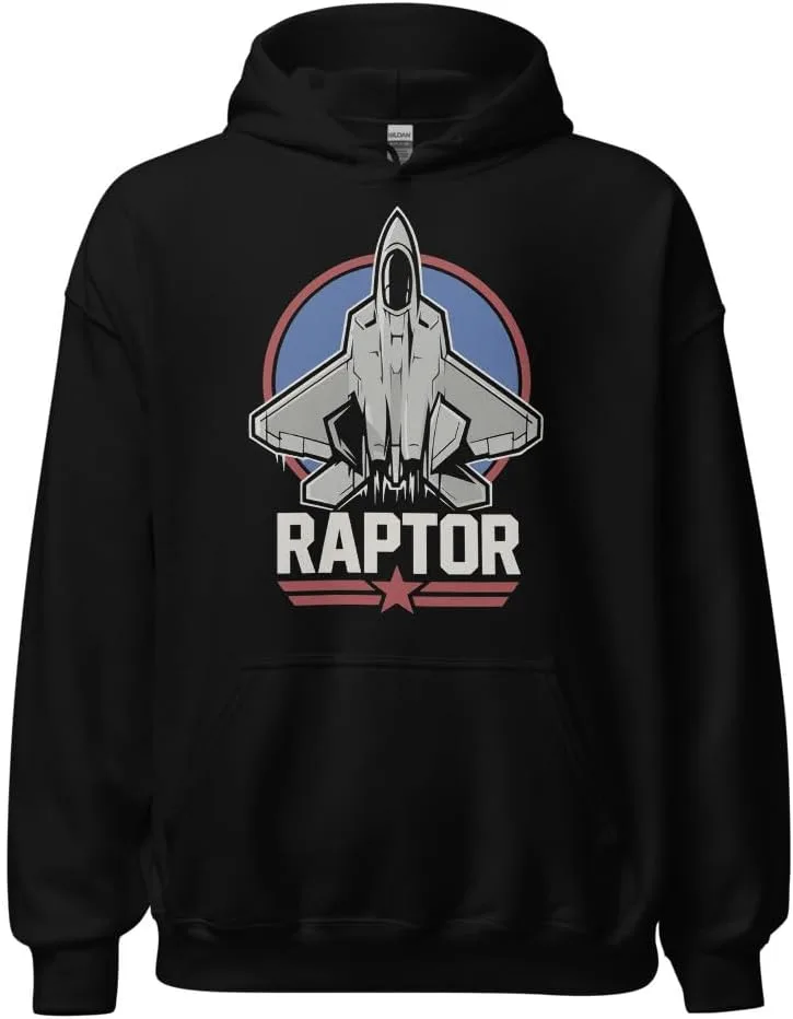 Толстовка F-22 Raptor - тактическая с графикой реактивного самолета и звездно-полосатым принтом Generic, черный
