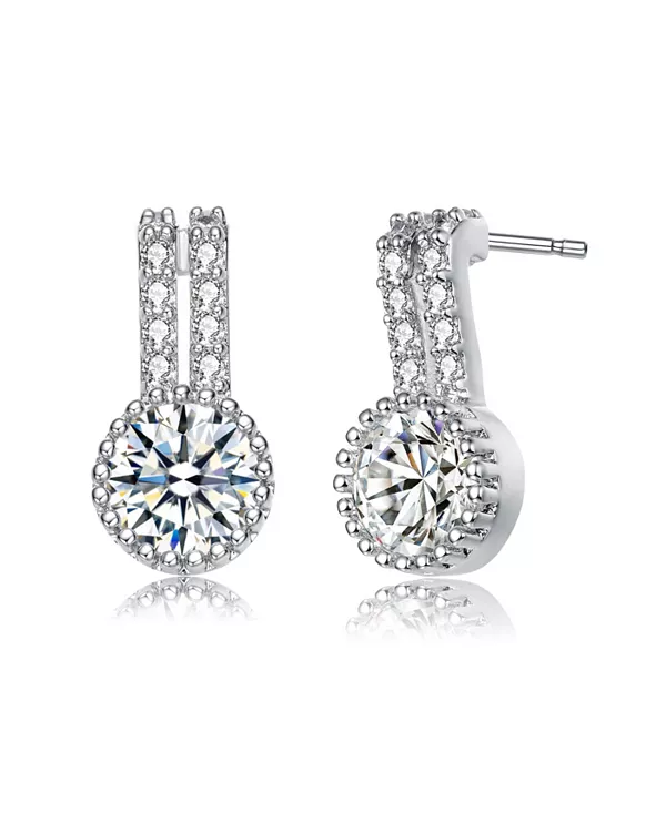 

Серьги-Подвески «милгрейн» с покрытием из белого золота и прозрачными кубическими цирконами Rachel Glauber, white