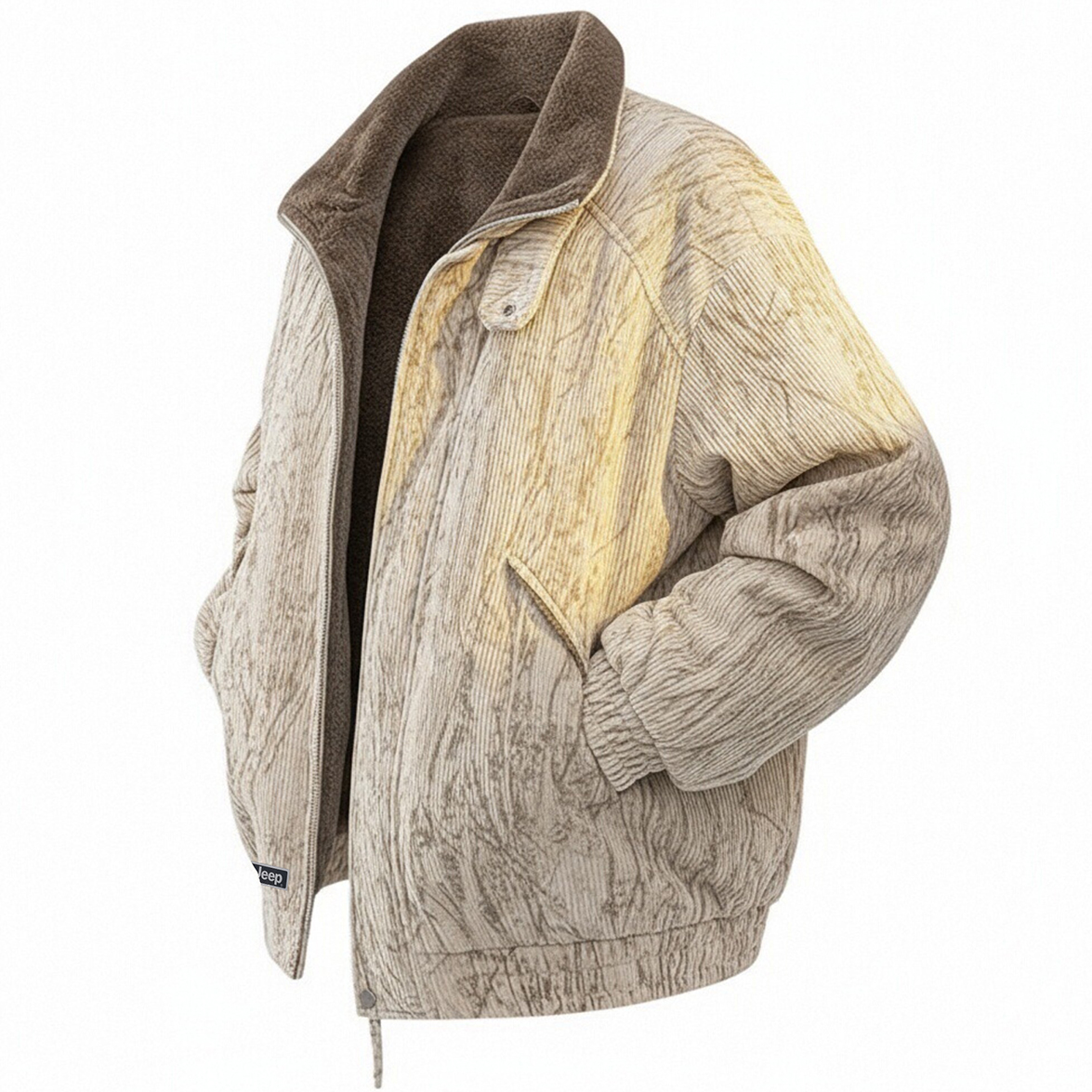 

Пуховик Unisex Stand Collar с подкладкой из флиса и карманами-карго Jeep, светло-хаки