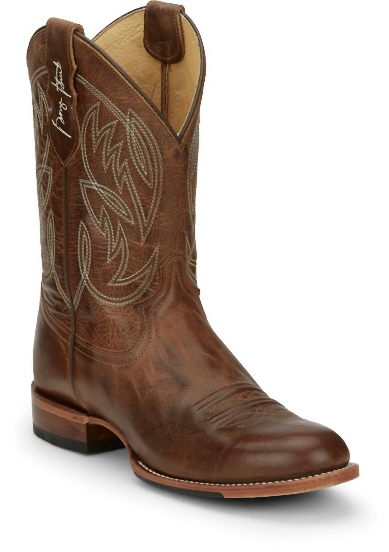 

Мужские ковбойские ботинки George Strait Pearsall Amber в коричневом цвете Justin Boots