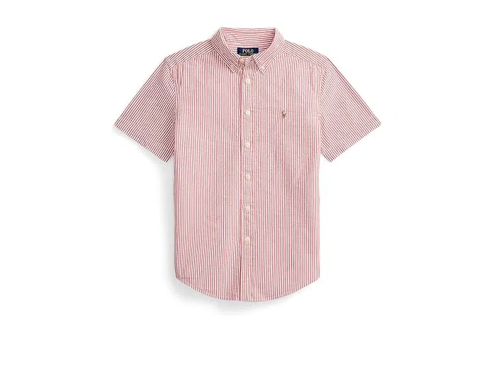 Рубашка поло из полосатого сирсакера Polo Ralph Lauren Kids, Nantucket Red/White