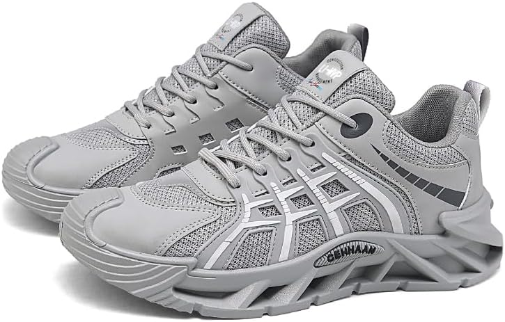 

Мужские дышащие сетчатые кроссовки с шнуровкой, нескользящие легкие беговые кроссовки, подходящие для игры в мяч, прогулок и повседневной носки Igzbibg, серый