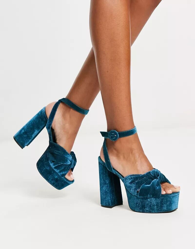 

Синие сандалии на платформе с узлом ASOS Natia