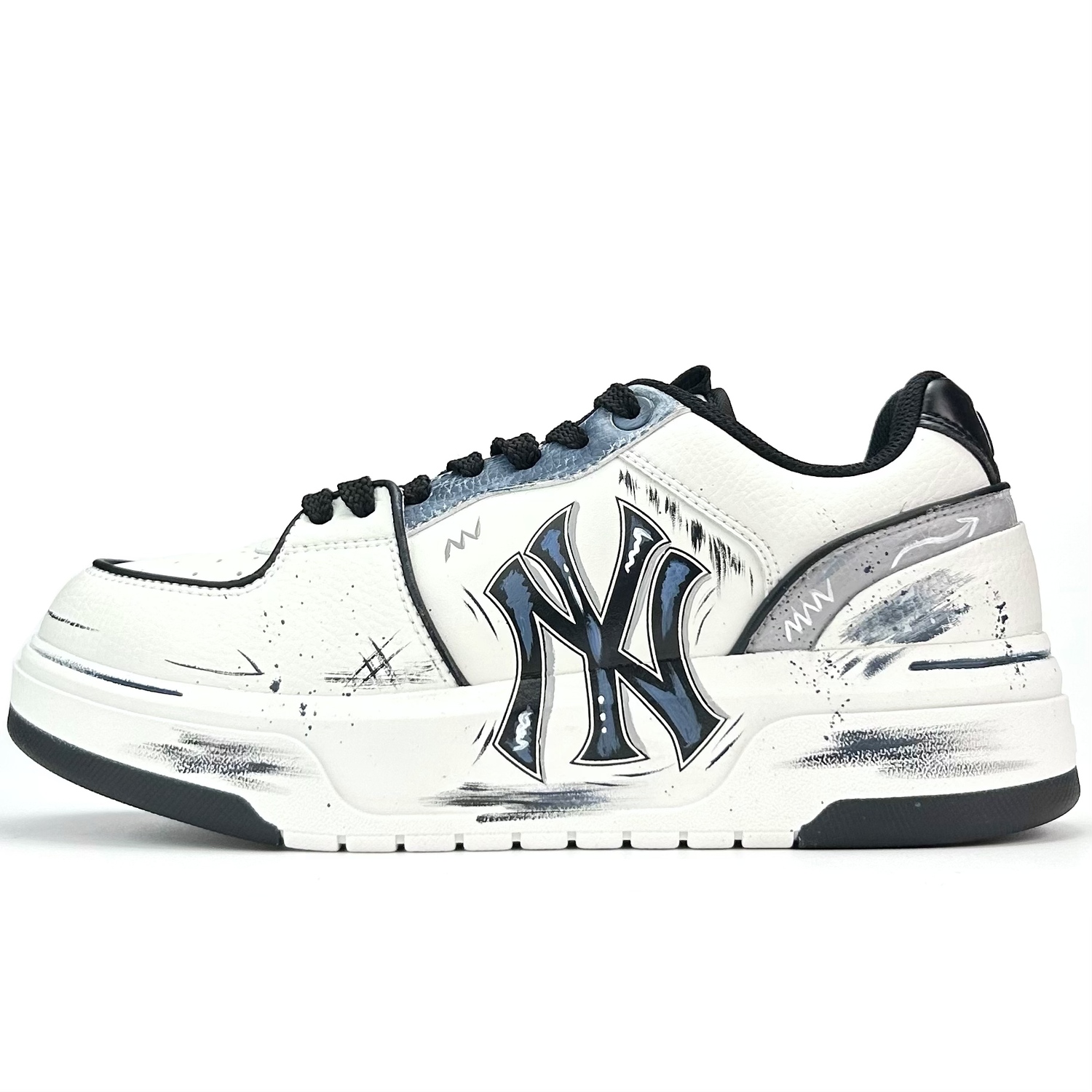 

Черновой деним с элементами, Big Brother Shoes, платформа, винтажный аква-синий бейсбол MLB, белый