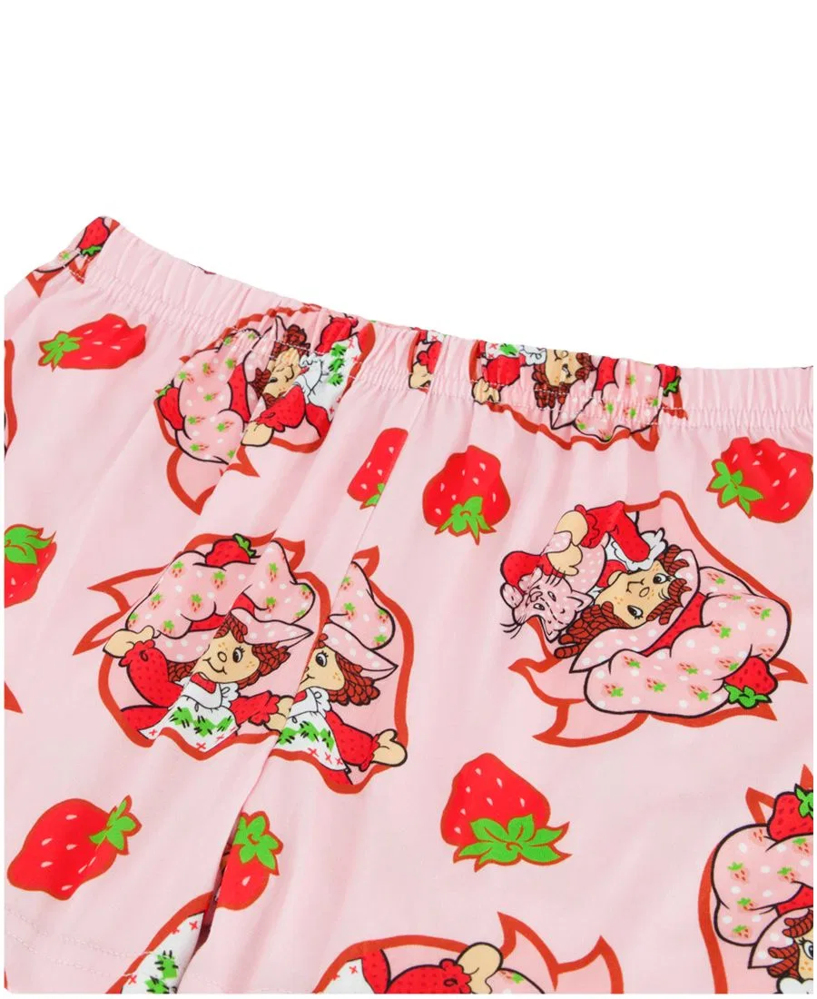 Комплект детской пижамы для девочек 2T-4T: топ с вырезом и шорты с принтом Strawberry Shortcake, розовый — фото 4