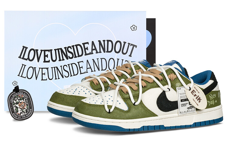 

Кроссовки Nike Dunk Skateboard Shoes Men Low-Top Green Blue