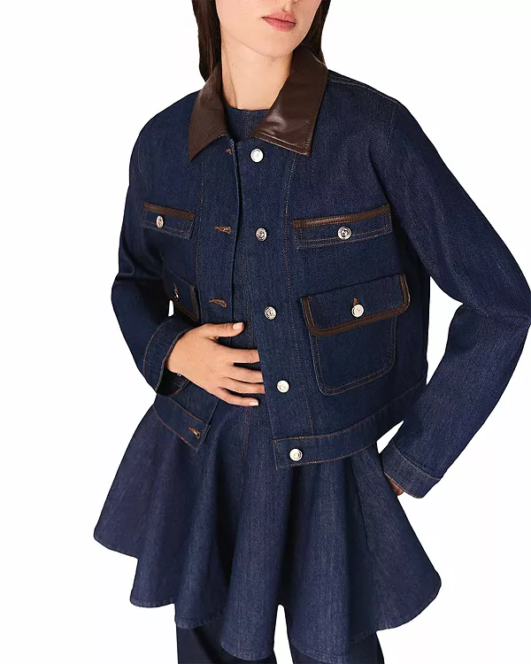 

Джинсовая куртка с отделкой из искусственной кожи Maje, синий