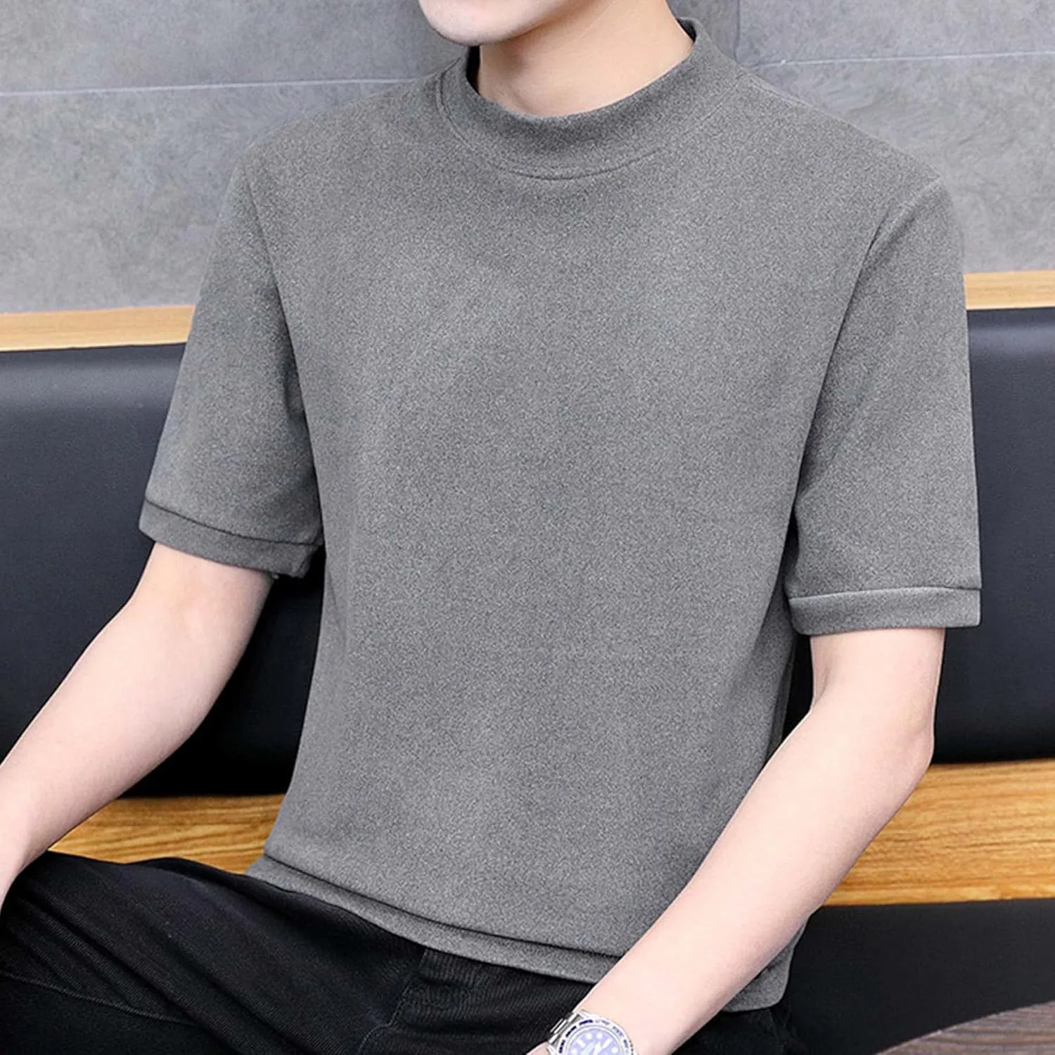 Футболка Half Turtleneck Slim Fit с коротким рукавом для мужчин — фото 2