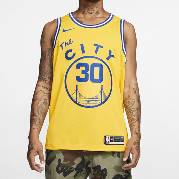 Футболка nba golden state warriors hardwood classics curry swingman домашняя майка Nike, желтый — фото 3