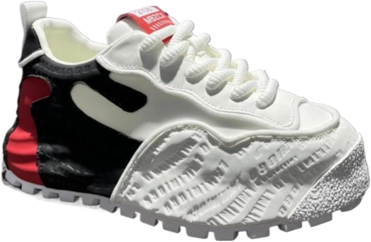 

Мужские кроссовки с толстой подошвой на платформе с дышащей сеткой, модные спортивные туфли на шнуровке для повседневной носки и комфорта Azttoztto, красный