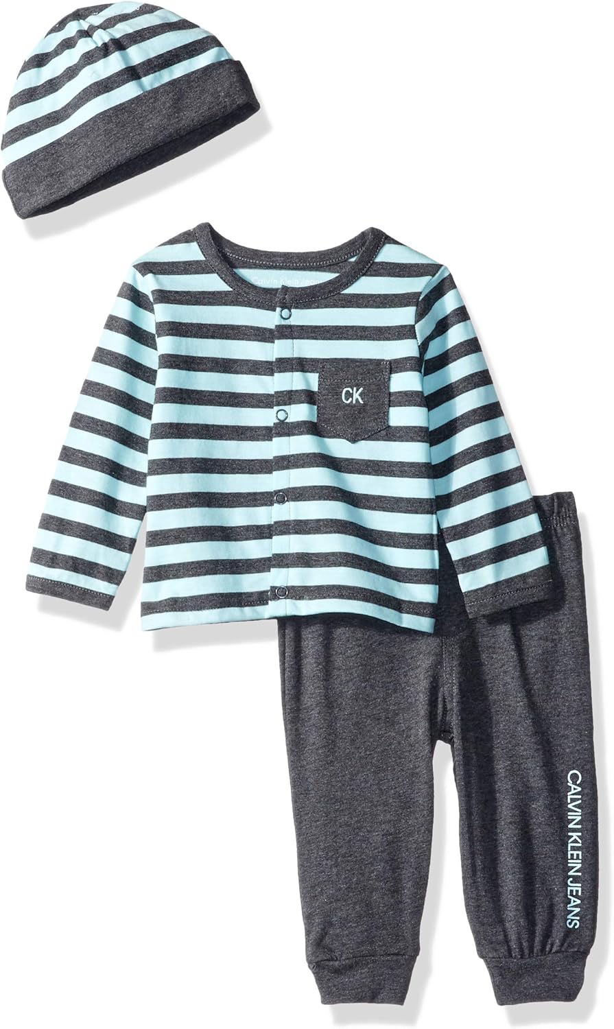 

Комплект из двух предметов: кардиган, брюки и шапка для мальчиков Calvin Klein, Mint/Gray