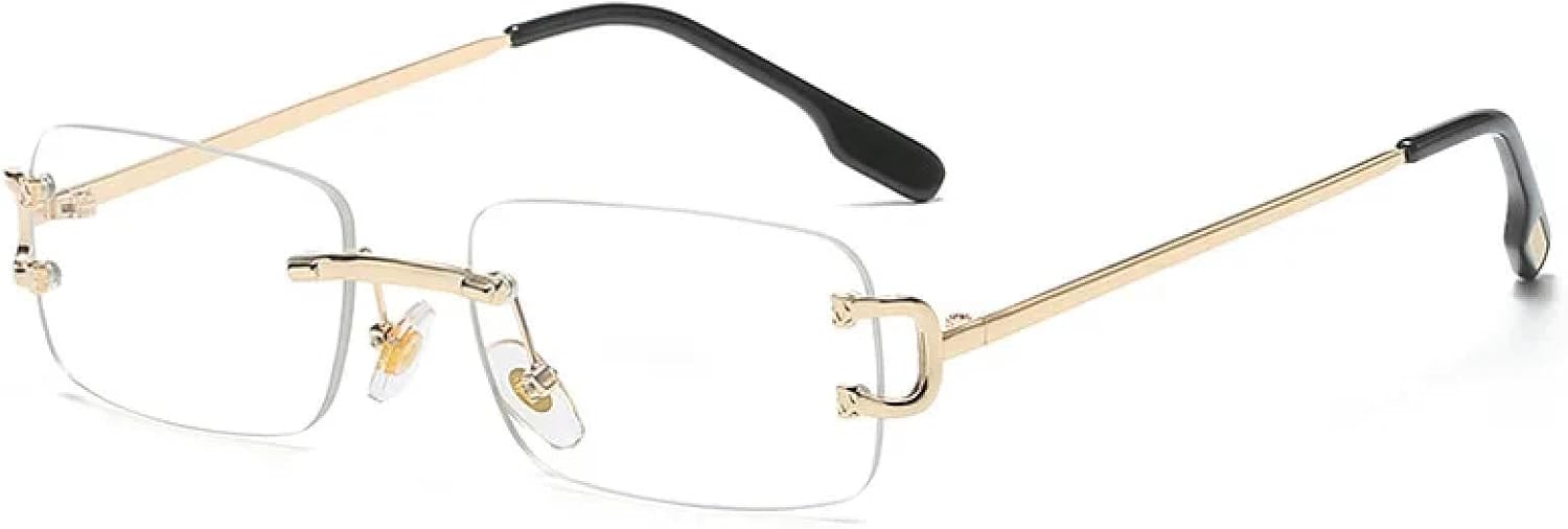 

Модные солнцезащитные очки без оправы для женщин, роскошные ретро-очки с градиентным переходом цвета, для вечеринок на открытом воздухе, защита от УФ-излучения UV400 VVTWSSW, Gold-clear