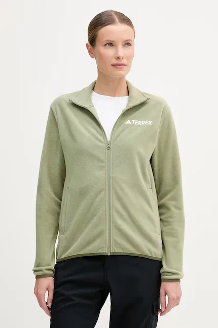 Флисовая кофта на молнии outdoorowa Adidas TERREX, зеленый