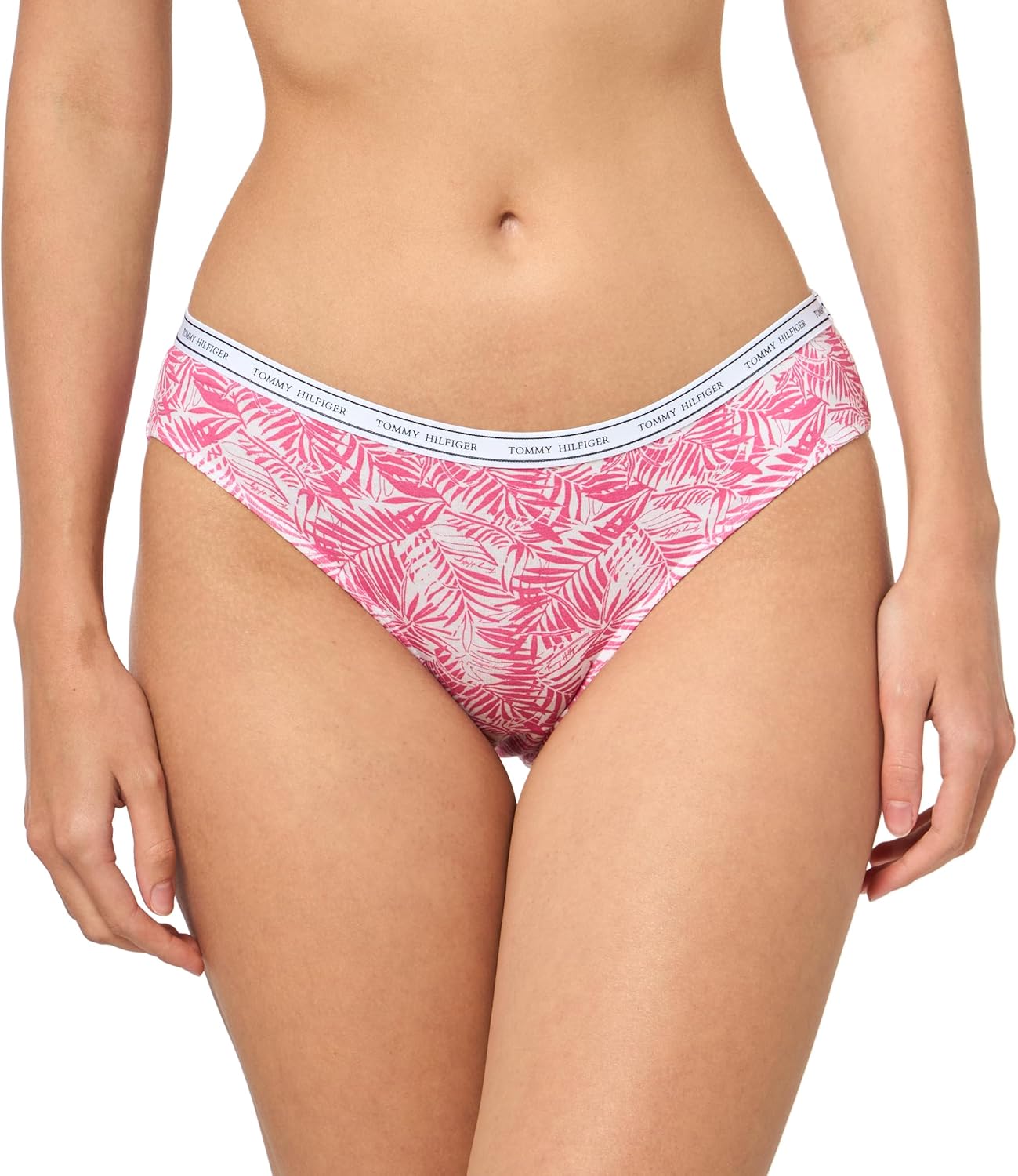 Женские классические хлопковые бикини с логотипом Tommy Hilfiger, упаковка 5 шт., Mini Palm Leaves/Bright White/Heather Grey/Sky Capintain/Sky Captain Stripe — фото 2