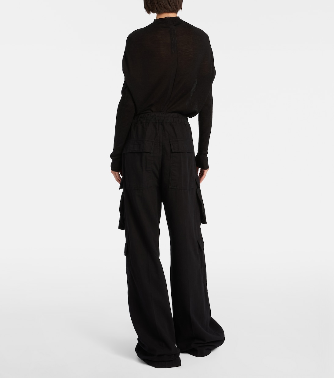 Хлопковые брюки-карго Jumbo Belas с высокой талией Rick Owens, черный — фото 3