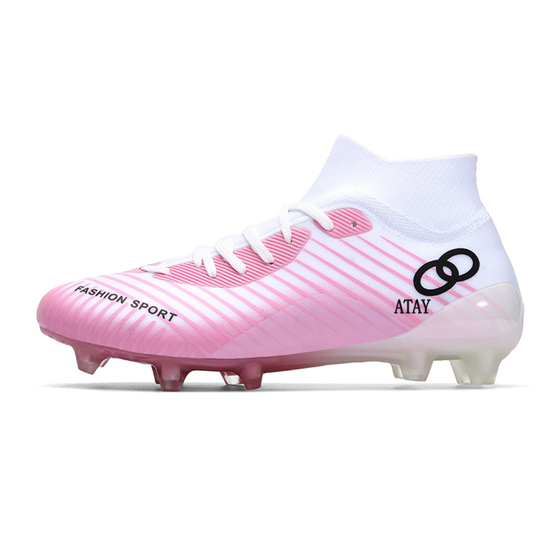 Антискользящие износостойкие футбольные бутсы Unisex Pink ATAY, Розовые длинные шипы