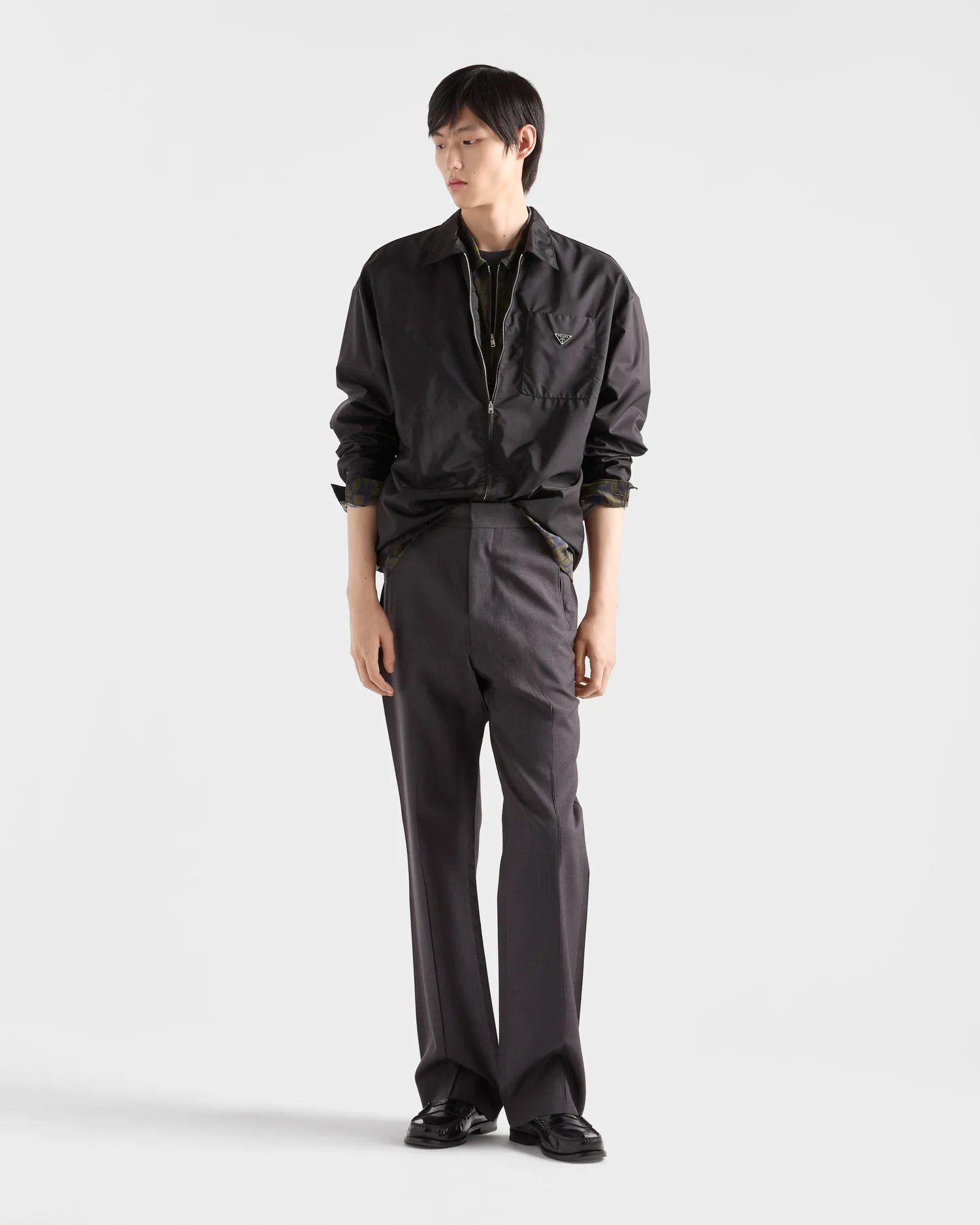 Рубашка на молнии из Re-Nylon Prada, черный — фото 2